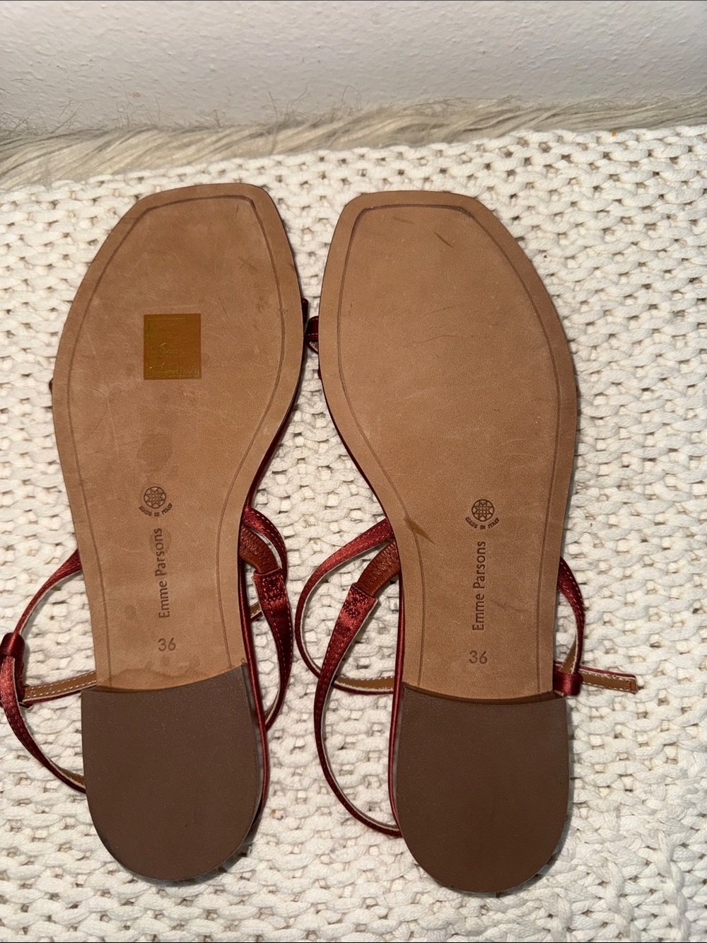 Emma Paterson Satin Strappy Sandals in Deep Red - Picture 5 of 5